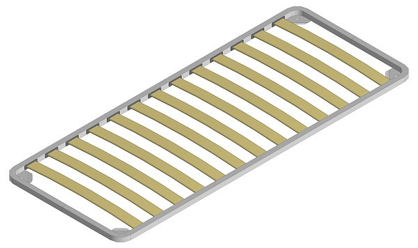 Metal base frame with lamellas 900x1900 gray