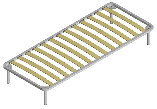 Metal base frame with lamellas 900x1900 gray
