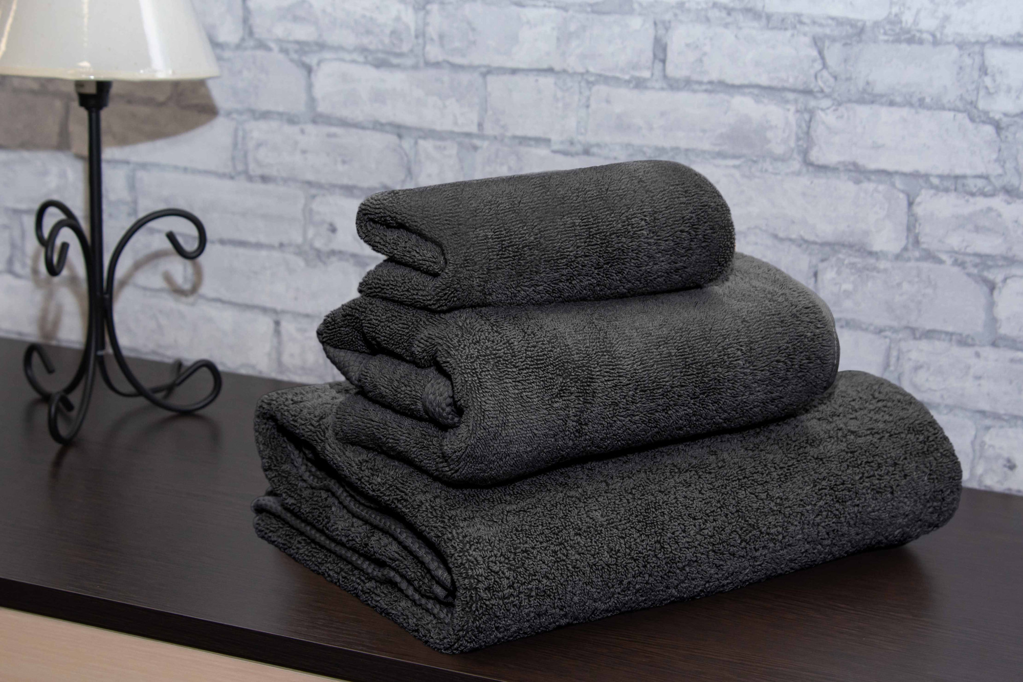 Terry towel 30x50, black, 100% cotton