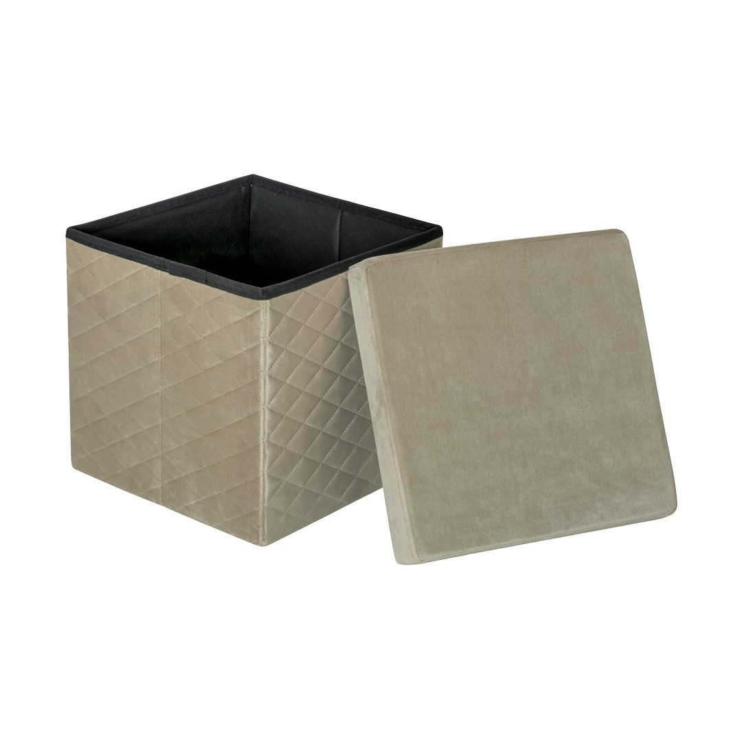 HS15-03 Folding pouf with storage beige