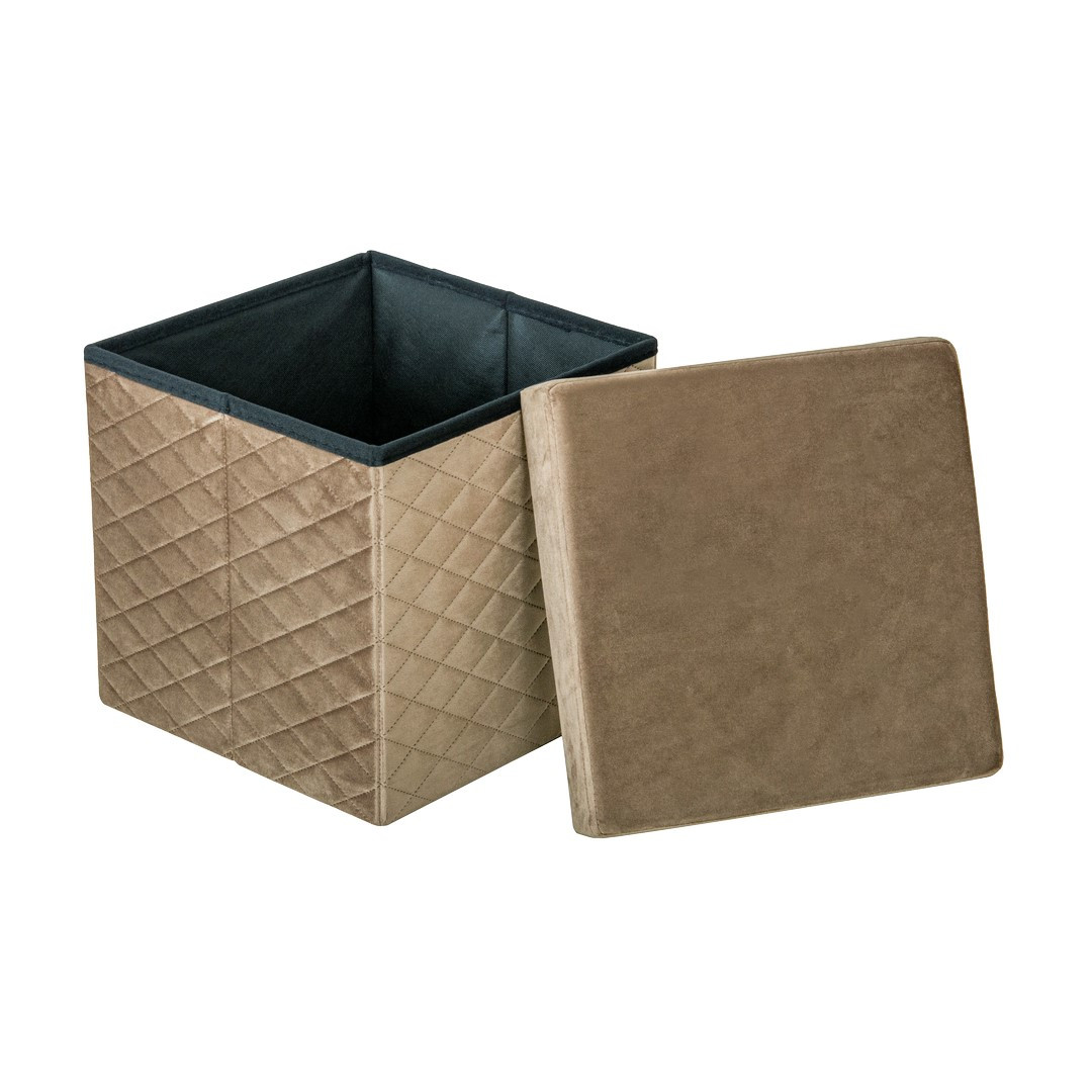 HS15-04 Folding pouf with storage cappuccino