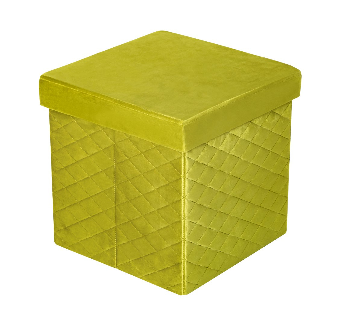 HS15-09 Folding pouf with storage yellow-green