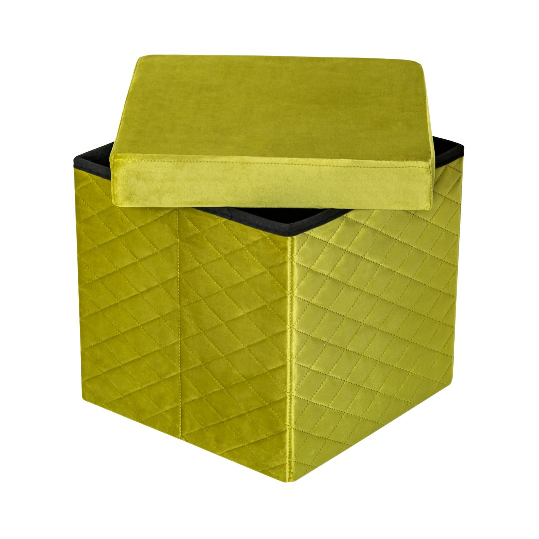 HS15-09 Folding pouf with storage yellow-green