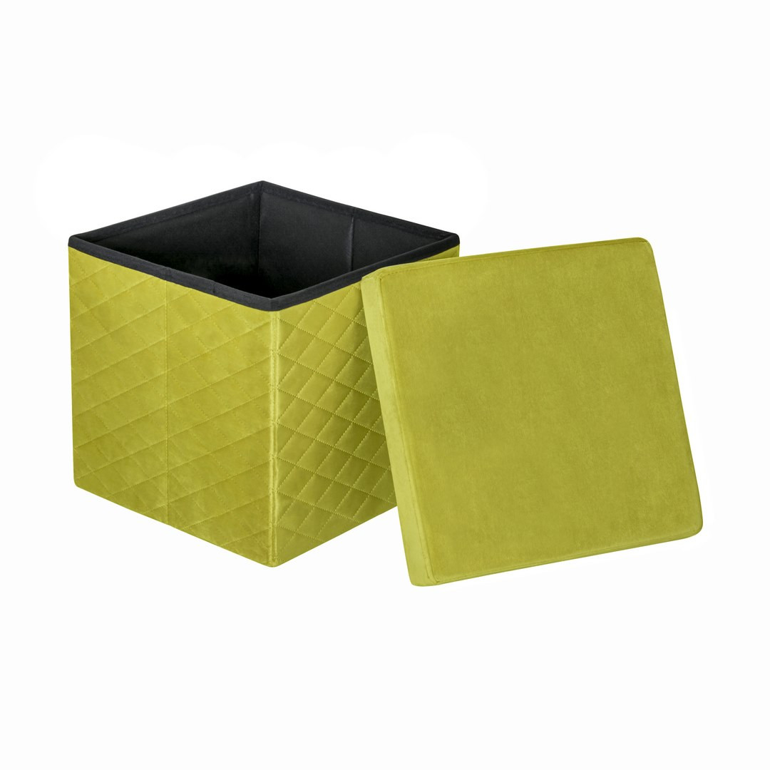 HS15-09 Folding pouf with storage yellow-green