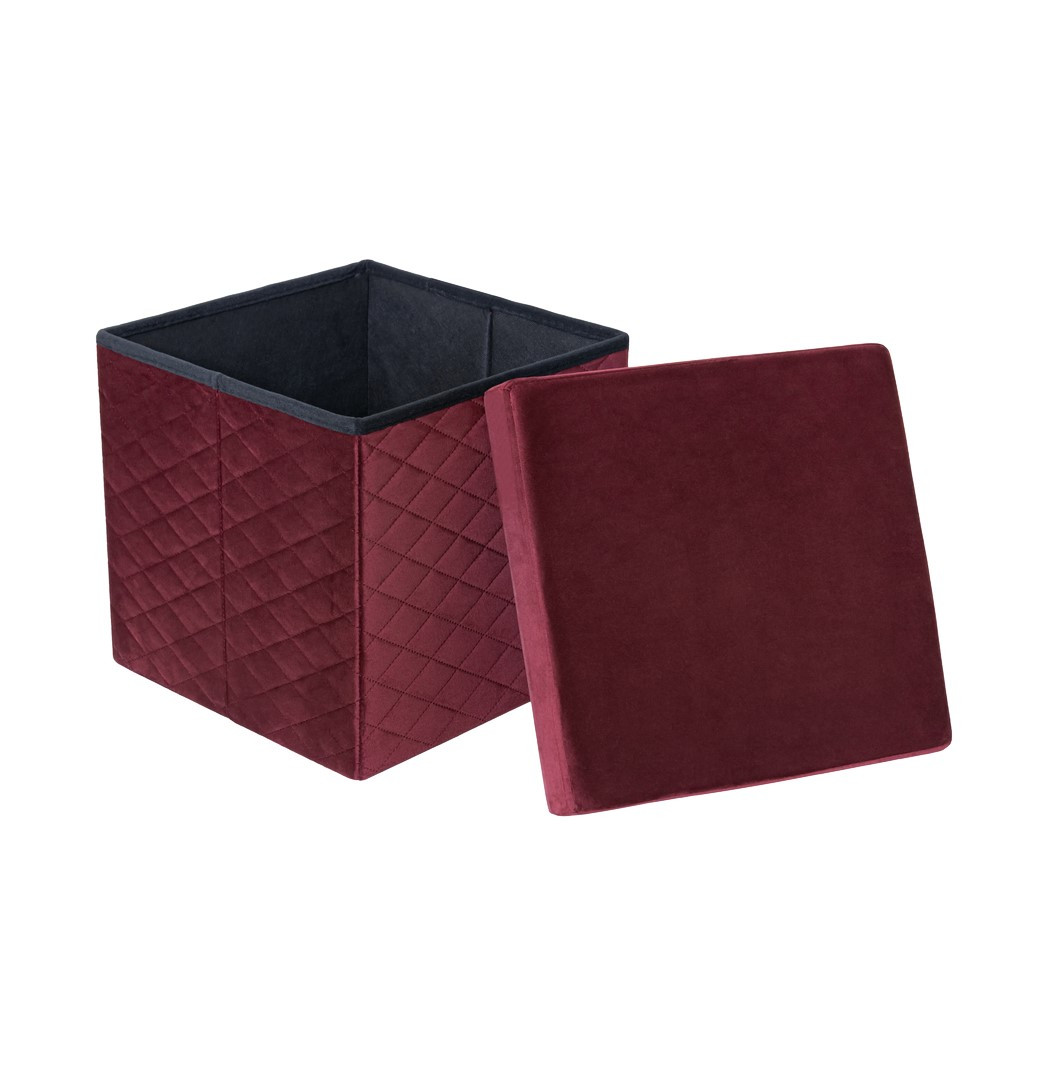 HS15-11 Folding pouf with storage cherry