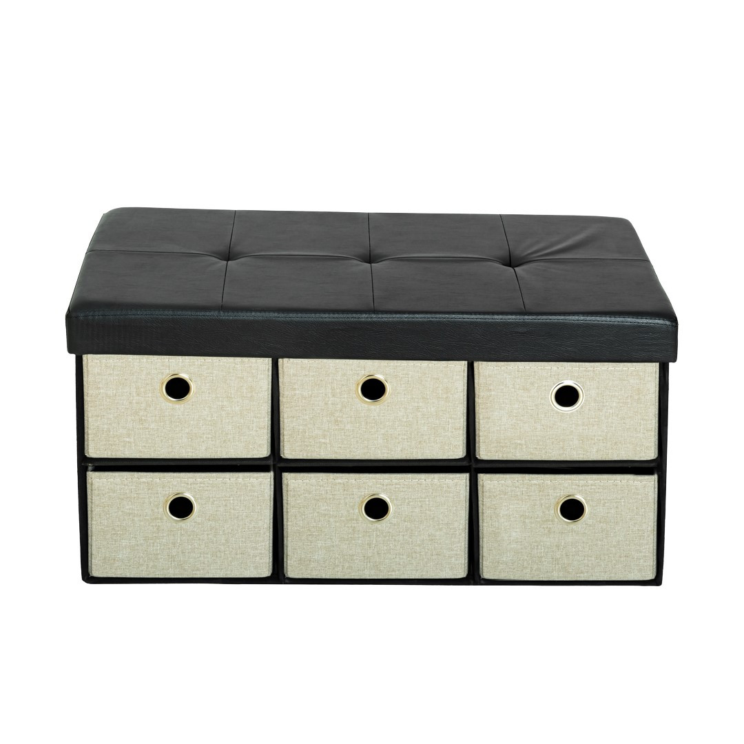 HS7638-08 Folding pouf with storage beige