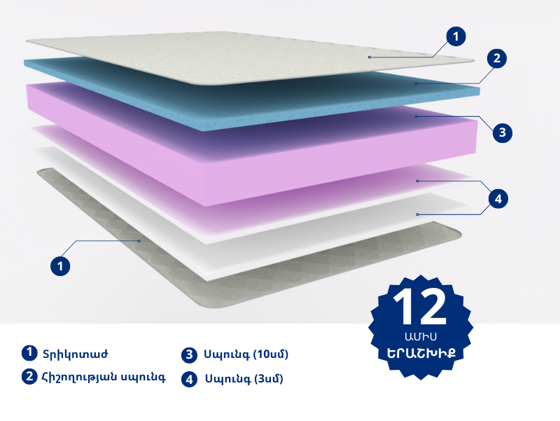 Orthopedic mattress Alabama 21 190x200 hard, 21cm